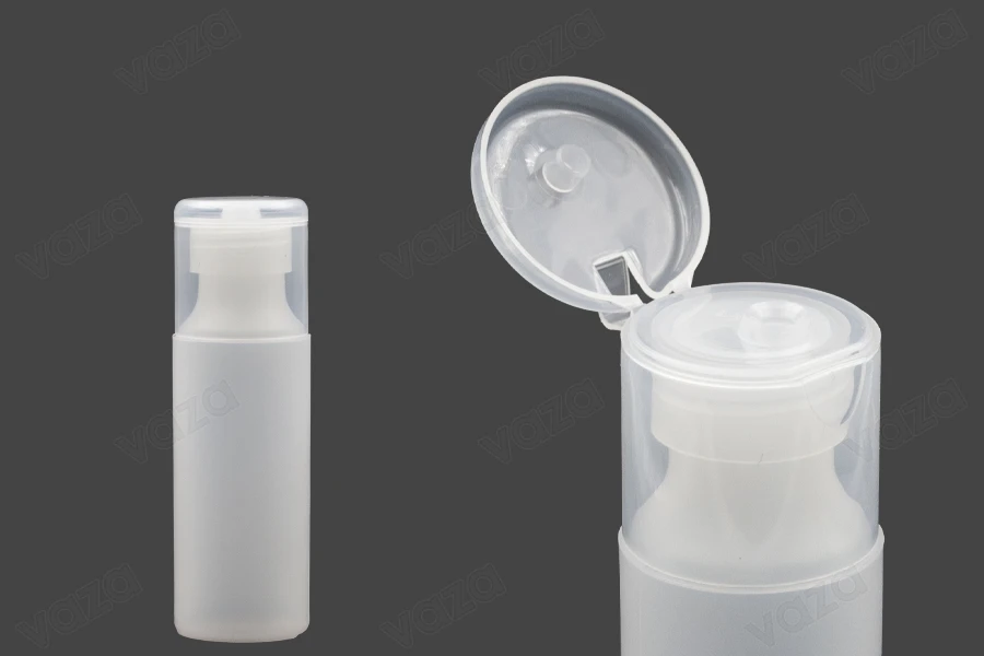 Bottiglia di plastica semitrasparente da 100 ml con tappo flip top per shampoo e lozione.-immagine_prodotto