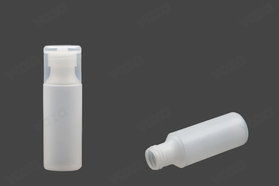 Bottiglia di plastica semitrasparente da 100 ml con tappo flip top per shampoo e lozione.-