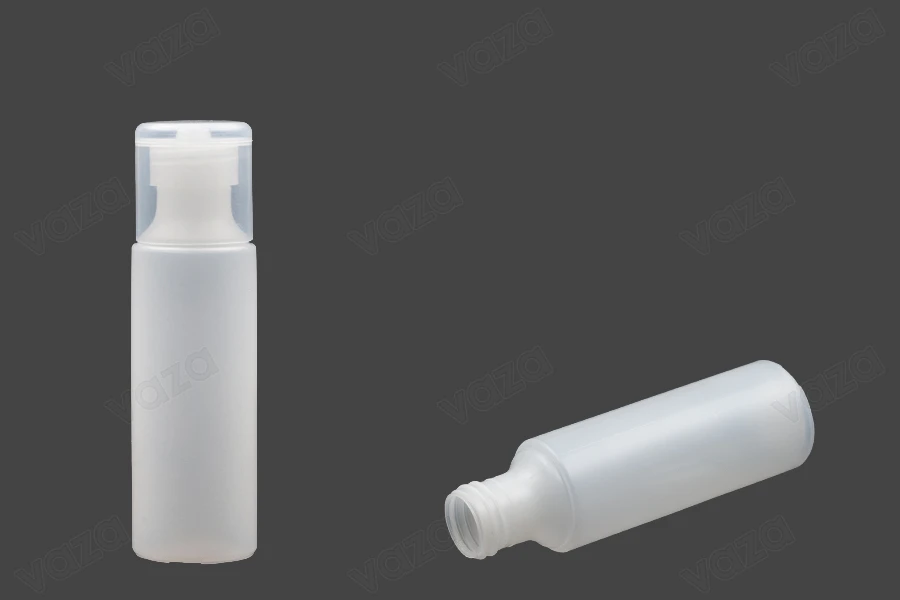 Μπουκάλι πλαστικό ημιδιάφανο 130 ml με καπάκι flip top για σαμπουάν και λοσιόν Μπουκάλι πλαστικό ημιδιάφανο 130 ml με καπάκι flip top για σαμπουάν και λοσιόν-