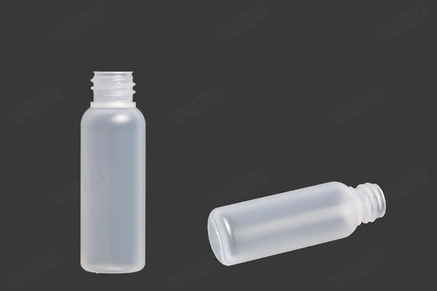 Flacon plastique translucide de 20 ml avec bec verseur PP 18-