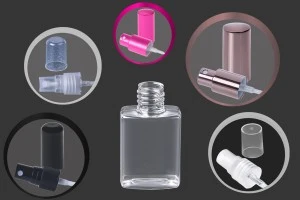 Flacon plat en plastique carré de 30 ml avec bec verseur en PP 18-1