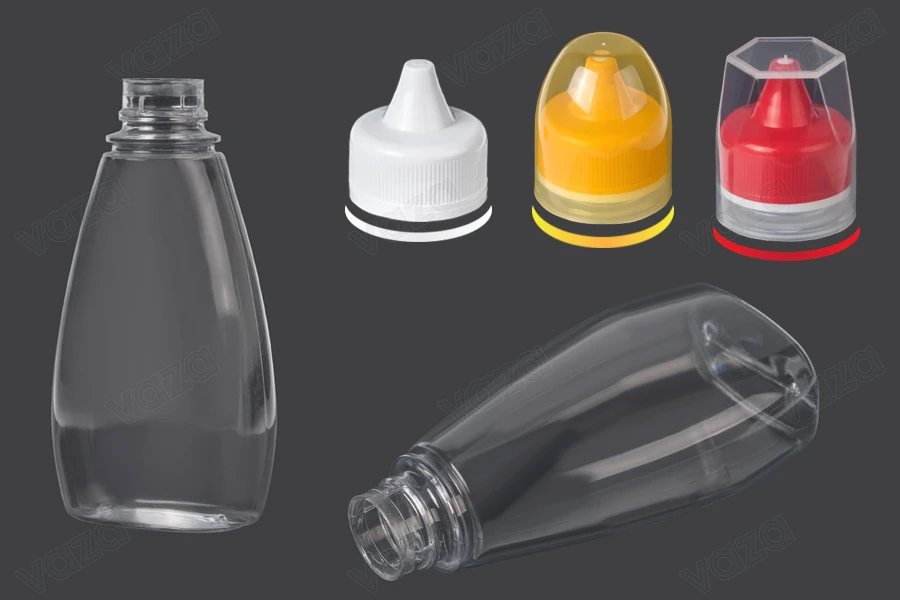 Μπουκάλι πλαστικό διάφανο 350 ml για κέτσαπ, μουστάρδα, μέλι-εικόνα_διαστάσεις