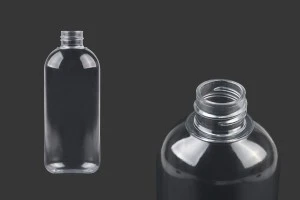 Transparent 200ml oval shaped plastic bottle with PP24 finish