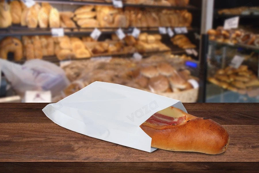 White paper bag in size 120x40x230 without a window - suitablfe for greasy food - 100 pcs-image_group