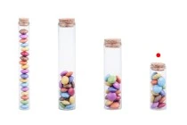 Tube de verre pour dragées de mariage - baptême avec liège naturel Tube de verre pour dragées de mariage - baptême avec liège naturel