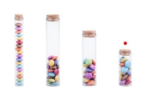 Tube de verre pour dragées de mariage - baptême avec liège naturel-9