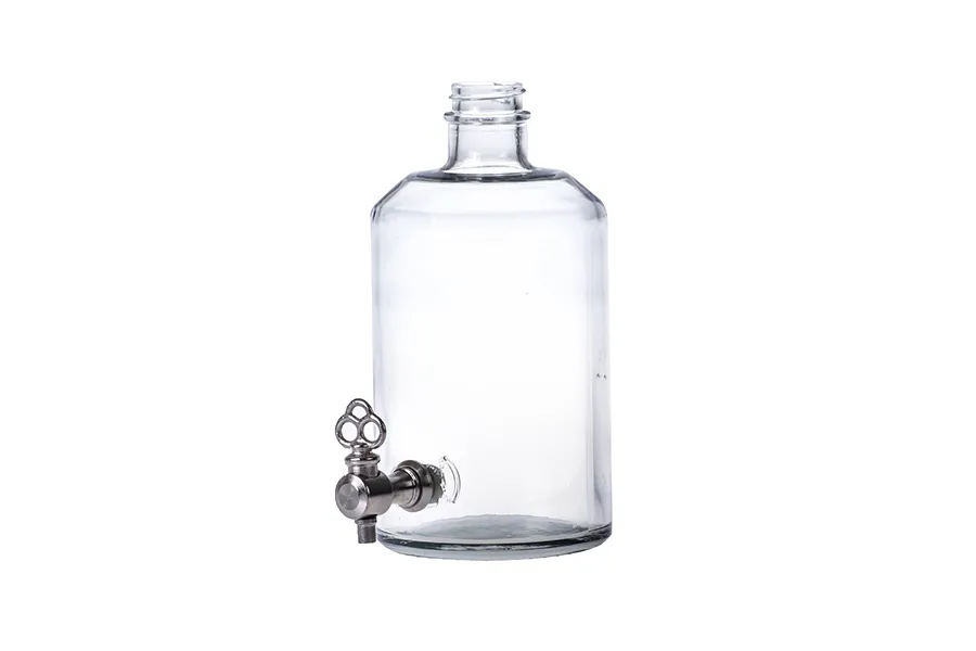 Bottiglia in vetro per profumi cilindrica da 500 ml, con presa per rubinetto (scegliere il rubinetto tra gli accessori)* Bottiglia in vetro per profumi cilindrica da 500 ml, con presa per rubinetto (scegliere il rubinetto tra gli accessori)*