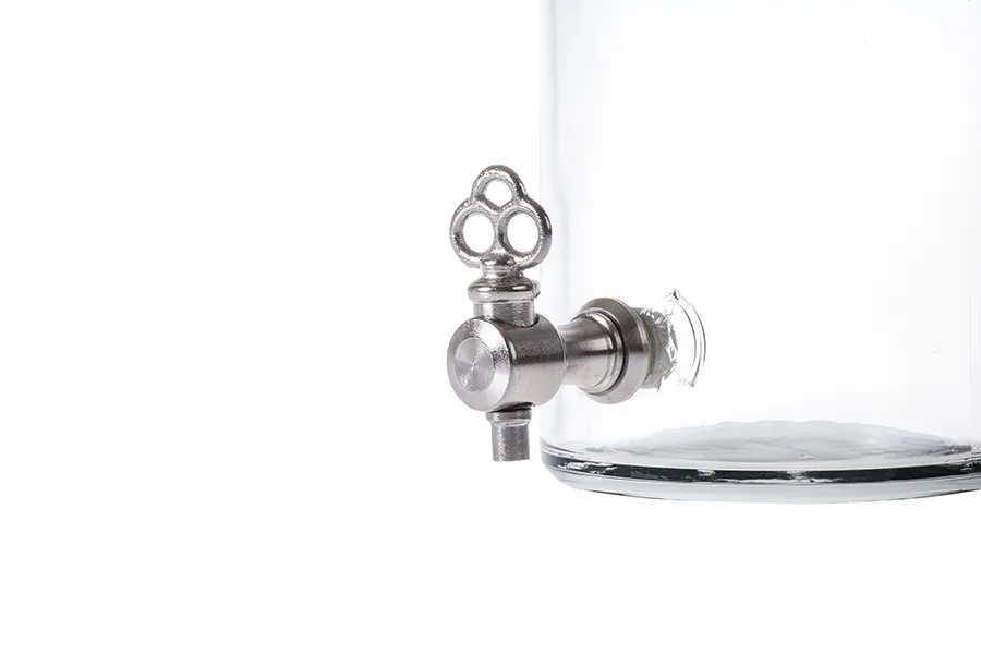Bottiglia in vetro per profumi cilindrica da 500 ml, con presa per rubinetto (scegliere il rubinetto tra gli accessori)* Bottiglia in vetro per profumi cilindrica da 500 ml, con presa per rubinetto (scegliere il rubinetto tra gli accessori)*