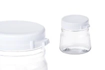 Petit pot transparent en plastique de 50ml avec couvercle blanc verrouillable