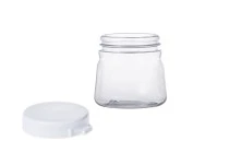 Petit pot transparent en plastique de 50ml avec couvercle blanc verrouillable