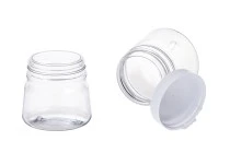 Petit pot transparent en plastique de 50ml avec couvercle blanc verrouillable