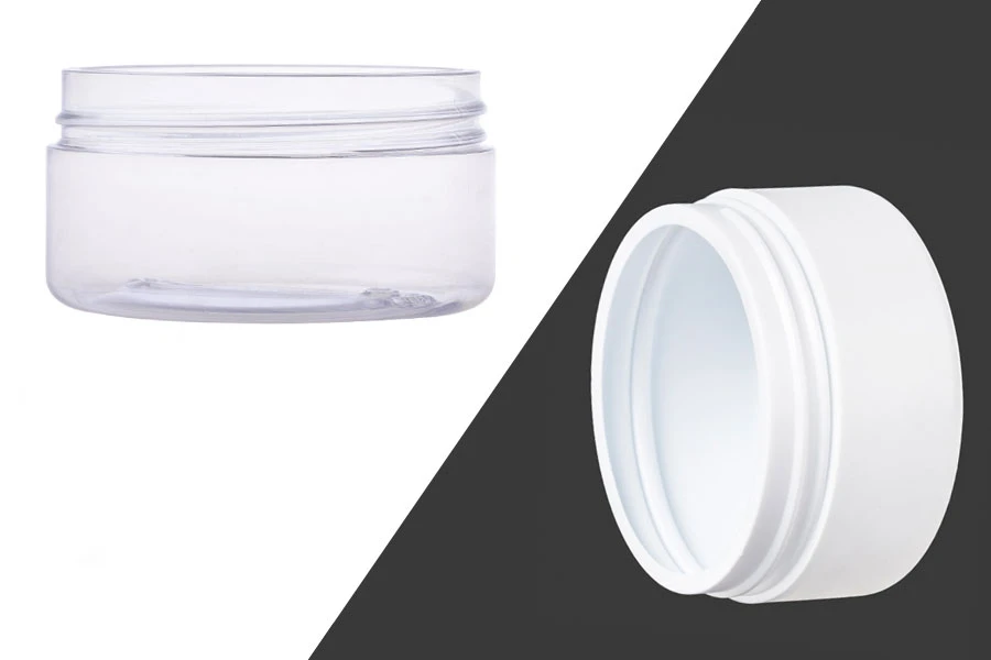 Petit pot en plastique de 250ml blanc ou transparent sans couvercle Petit pot en plastique de 250ml blanc ou transparent sans couvercle