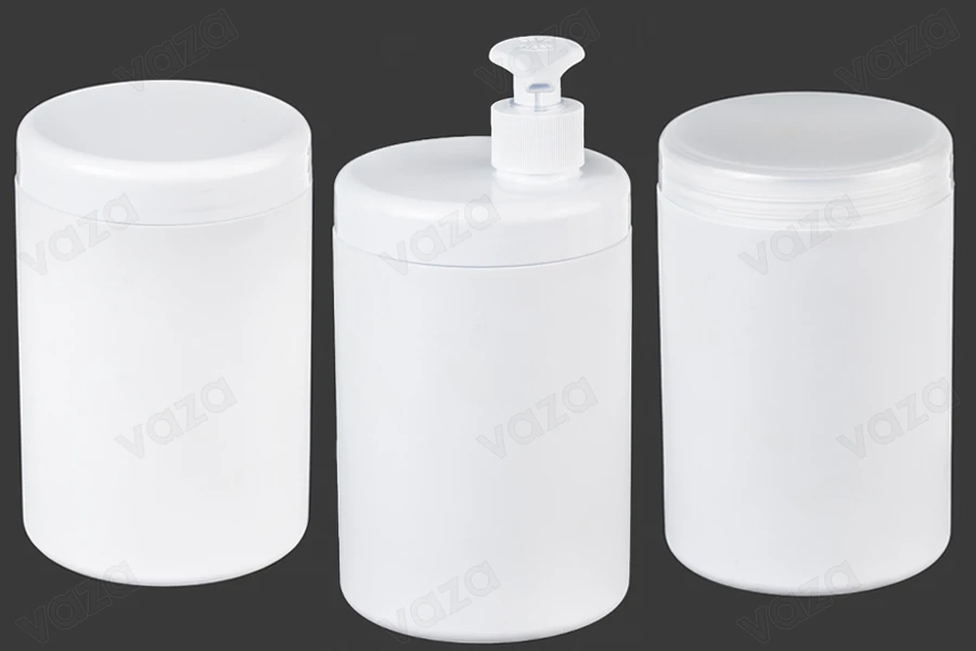 Βαζάκι πλαστικό λευκό 1000 ml - 12 τμχ-