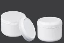 Vasetto in plastica bianca da 250 ml con guarnizione Vasetto in plastica bianca da 250 ml con guarnizione