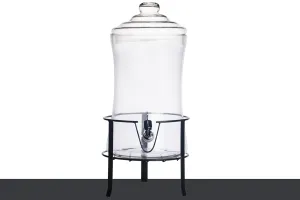 9 L decorative drinks dispenser jar with cap and a plastic tap on metal stand in size 240x480 m-5