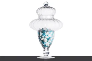 Decorative glass jar with lid on foot in size 200x380 mm-4