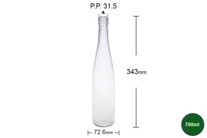 Transparent 700ml glass bottle with PP31.5 finish, not compatible with a child-resistant cap-6