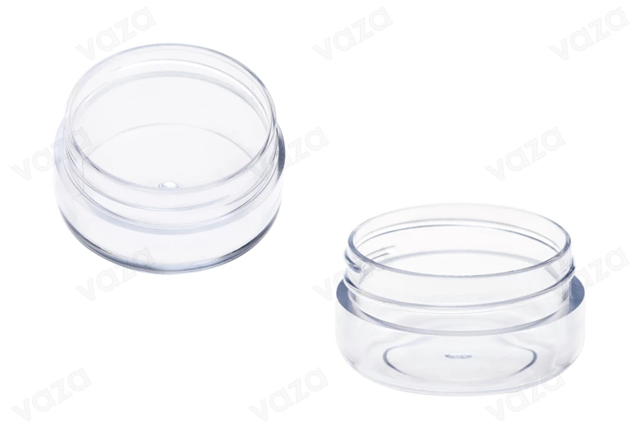 Kavanoz transparent për kremra 10 ml SAN me kapak të bardhë Kavanoz transparent për kremra 10 ml SAN me kapak të bardhë-imazh_dimensione