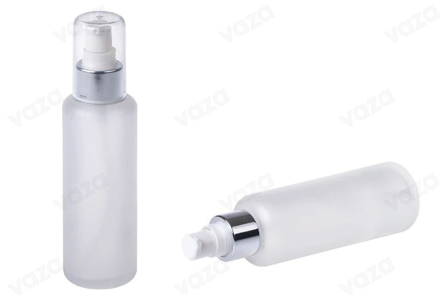 Bottiglia in vetro sabbiato 100 ml per creme e oli PP 24 Bottiglia in vetro sabbiato 100 ml per creme e oli PP 24-gruppo_immagini