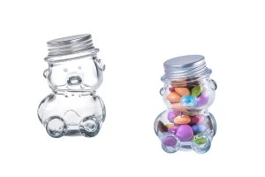 80ml Teddy Bear glass jar with silver aluminum cap-1