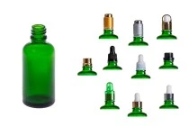Γυάλινο μπουκαλάκι για αιθέρια έλαια 50 ml πράσινο με στόμιο PP18 Γυάλινο μπουκαλάκι για αιθέρια έλαια 50 ml πράσινο με στόμιο PP18