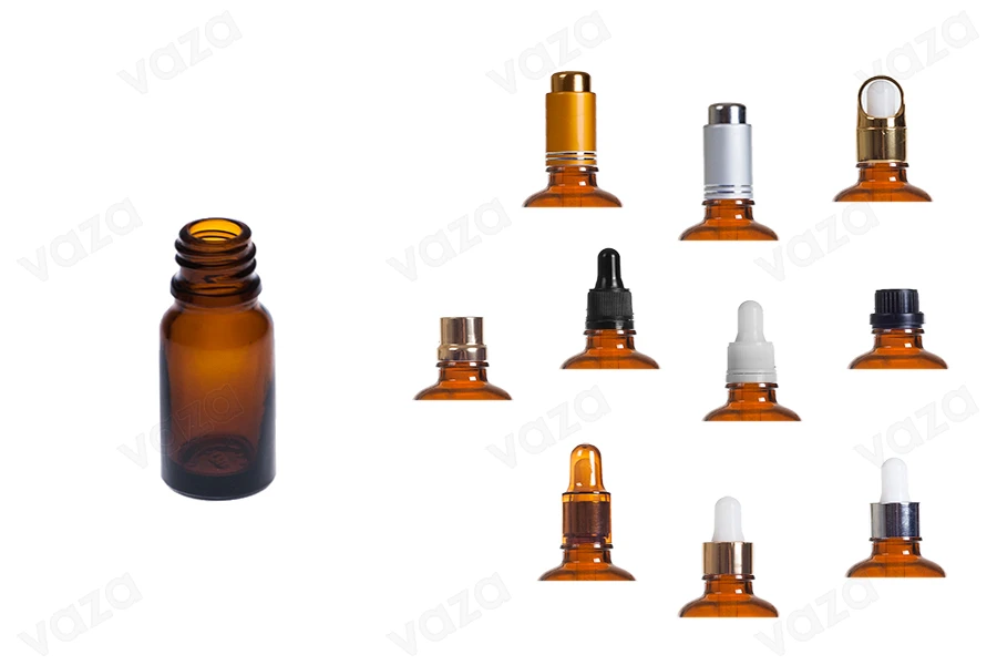 Flaconcino di vetro ambrato da 10 ml per oli essenziali con beccuccio PP18 Flaconcino di vetro ambrato da 10 ml per oli essenziali con beccuccio PP18-gruppo_immagini