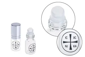 3ml glass roll-on bottle with cross design shiny silver bottle cap for churches and monasteries-1
