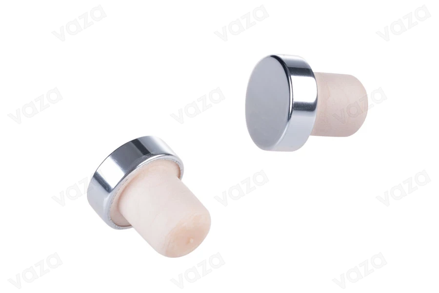 Bouchon en silicone synthétique F 19 avec tête argentée brillante-photo_produit
