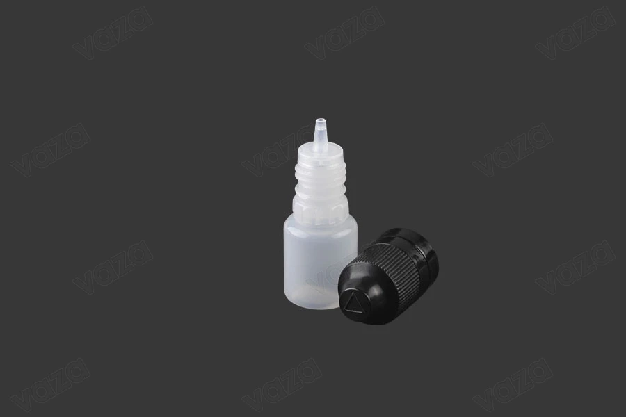 Bottiglietta di plastica da 5 ml con tappo CRC e contagocce per sigarette elettroniche - 50 pezzi.-εικόνα_σύνθεση