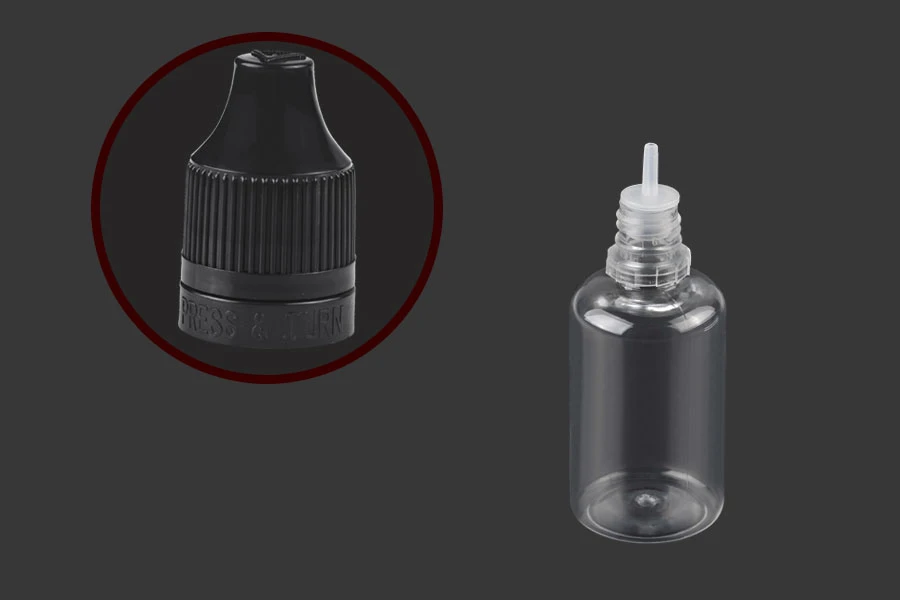 Μπουκαλάκι πλαστικό 30 ml με καπάκι CRC και πλαστικό dropper για ηλεκτρονικό τσιγάρο - 50 τμχ