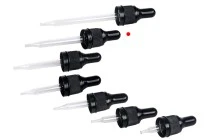 50 ml nipple dropper with black narrow tamper-proof cap and black or transparent rubber head - packed per piece