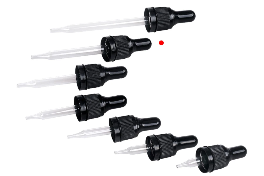 50 ml nipple dropper with black narrow tamper-proof cap and black or transparent rubber head - packed per piece