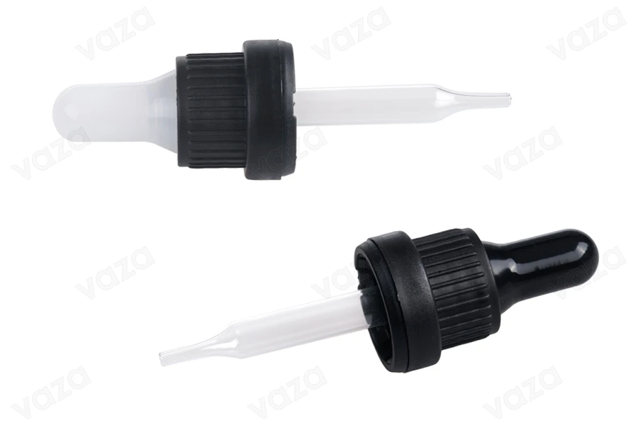 Σταγονομετρητής 15 ml με μαύρο φαρδύ καπάκι ασφαλείας και μαύρη ή διάφανη πιπίλα - σε ατομική συσκευασία Σταγονομετρητής 15 ml με μαύρο φαρδύ καπάκι ασφαλείας και μαύρη ή διάφανη πιπίλα - σε ατομική συσκευασία-εικόνα_προϊοντική
