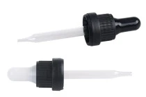 Pipettenmontur 30 ml mit schwarzem breitem Sicherheitsverschluss und schwarzem oder transparentem Gummi- Einzelverpackung