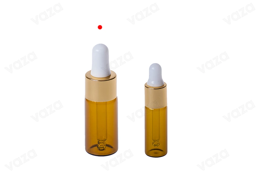 Flaconcini di vetro ambrato con contagocce in color oro da 10 ml-dimensioni_immagine