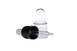 Dropper 20 ml - Glass pointed pipette individually wrapped (black tamper-evident cap - transparent bulb)-3