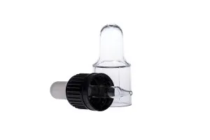 Compte-goutte - Pipette pointue en verre 5 ml en pack individuel (bouchon inviolable noir - tétine transparente)-3
