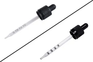 100ml graduated eye dropper with fine tip, child-resistant cap, suitable for e-cigarette refill bottles - rubber head in matte or shiny black color, packed per piece-1