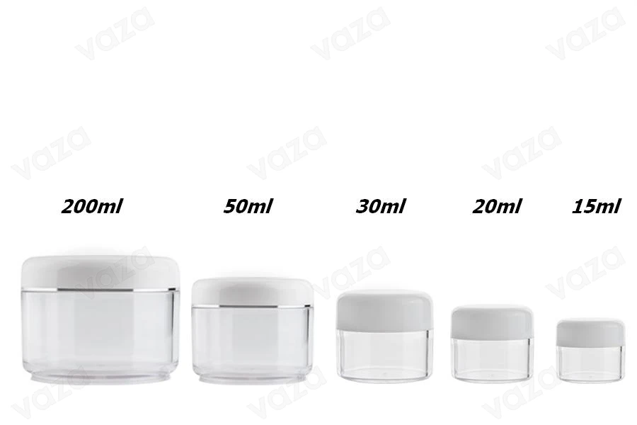 Acrylic 15ml transparent cosmetics jar with white cap, available in a package with 12 pieces Acrylic 15ml transparent cosmetics jar with white cap, available in a package with 12 pieces-image_group