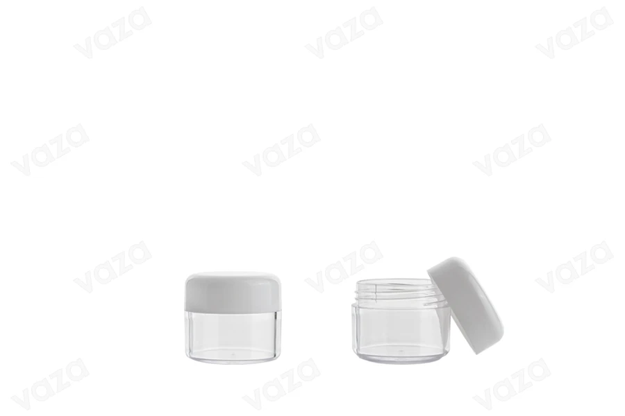 Acrylic 15ml transparent cosmetics jar with white cap, available in a package with 12 pieces Acrylic 15ml transparent cosmetics jar with white cap, available in a package with 12 pieces-image_product