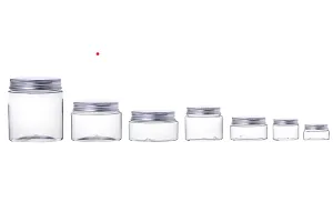 Transparent 300ml PET jar with aluminum cap and sealing disc - 6 pcs-7