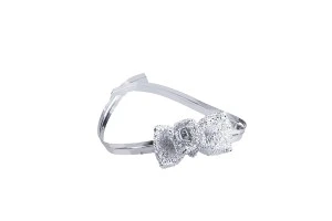 Noeud en dentelle argenté avec dentelle, fil de de 15 cm - 50 pcs
