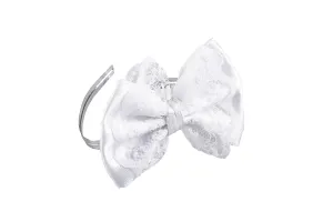 Noeud en dentelle blanche, avec fil argenté de 15 cm, en 50 pièces