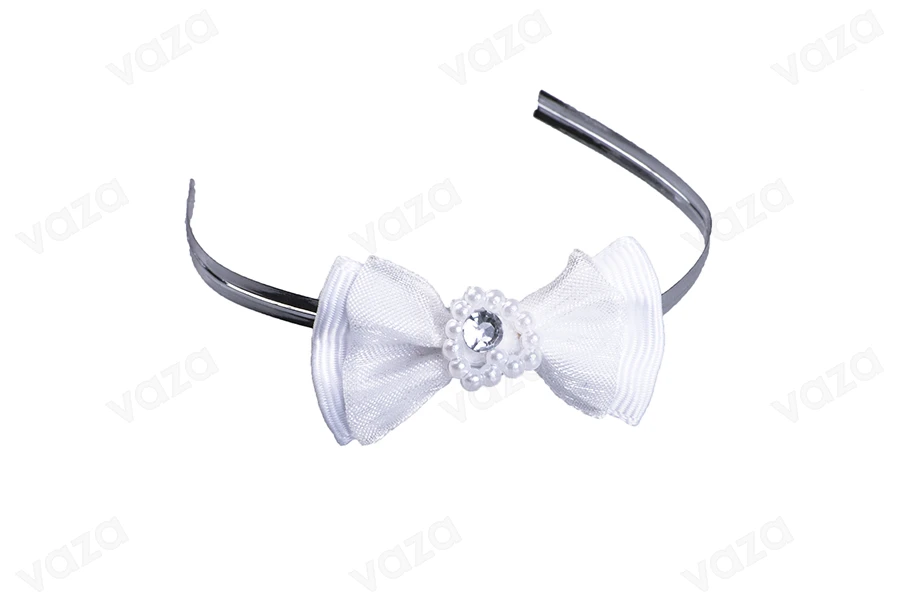Noeud blanc avec coeur en perle, avec fil argenté de 15 cm, en 50 pièces Noeud blanc avec coeur en perle, avec fil argenté de 15 cm, en 50 pièces-photo_produit