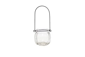200ml round glass lantern tealight holder with metal handle-3