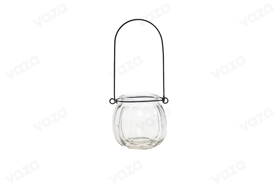 Γυάλινο φαναράκι με μεταλλικό χερούλι 200ml - κατάλληλο για ρεσώ-