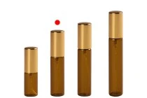 Μπουκαλάκι 8 ml γυάλινο, καραμελέ με σπρέι αλουμινίου σε χρυσό γυαλιστερό - 6 τμχ Μπουκαλάκι 8 ml γυάλινο, καραμελέ με σπρέι αλουμινίου σε χρυσό γυαλιστερό - 6 τμχ