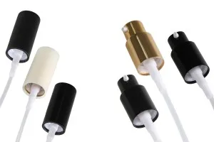 Aluminum cream pump with nozzle and PP18 finish