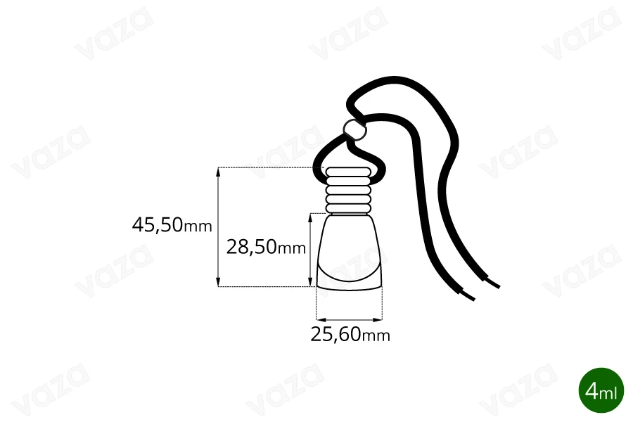 Auto Parfümflasche 4 ml konisch mit Holzdeckel und Deckel - in 25 Stk-εικόνα_διαστάσεις