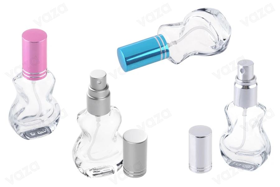Parfüm Zerstäuber 10ml in der Form einer Gitarre in rosa, silber und blau mit Streife Parfüm Zerstäuber 10ml in der Form einer Gitarre in rosa, silber und blau mit Streife-produktbild